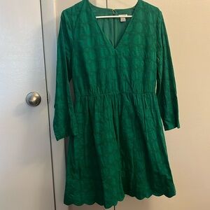 Green J. Crew 3/4 sleeve eyelet dress